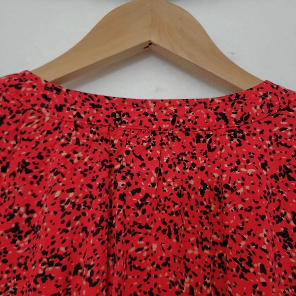 Old Navy Women's‎ 3/4 Button Red Floral Balloon Sleeve Lightweight Blouse XXL - Picture 7 of 9